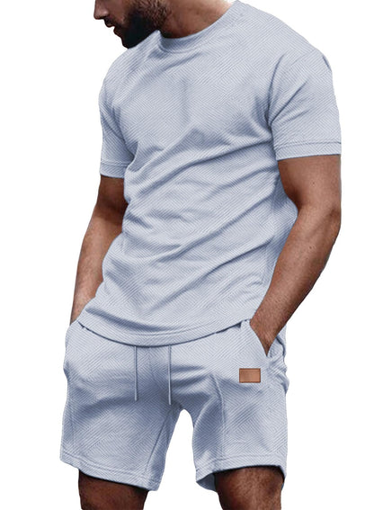 JMIERR Men's 2 Piece Outfit Anti-wrinkle T Shirts and Shorts Summer Beach Vacation Lounge Workout Pajamas Short Sleeve Sets
