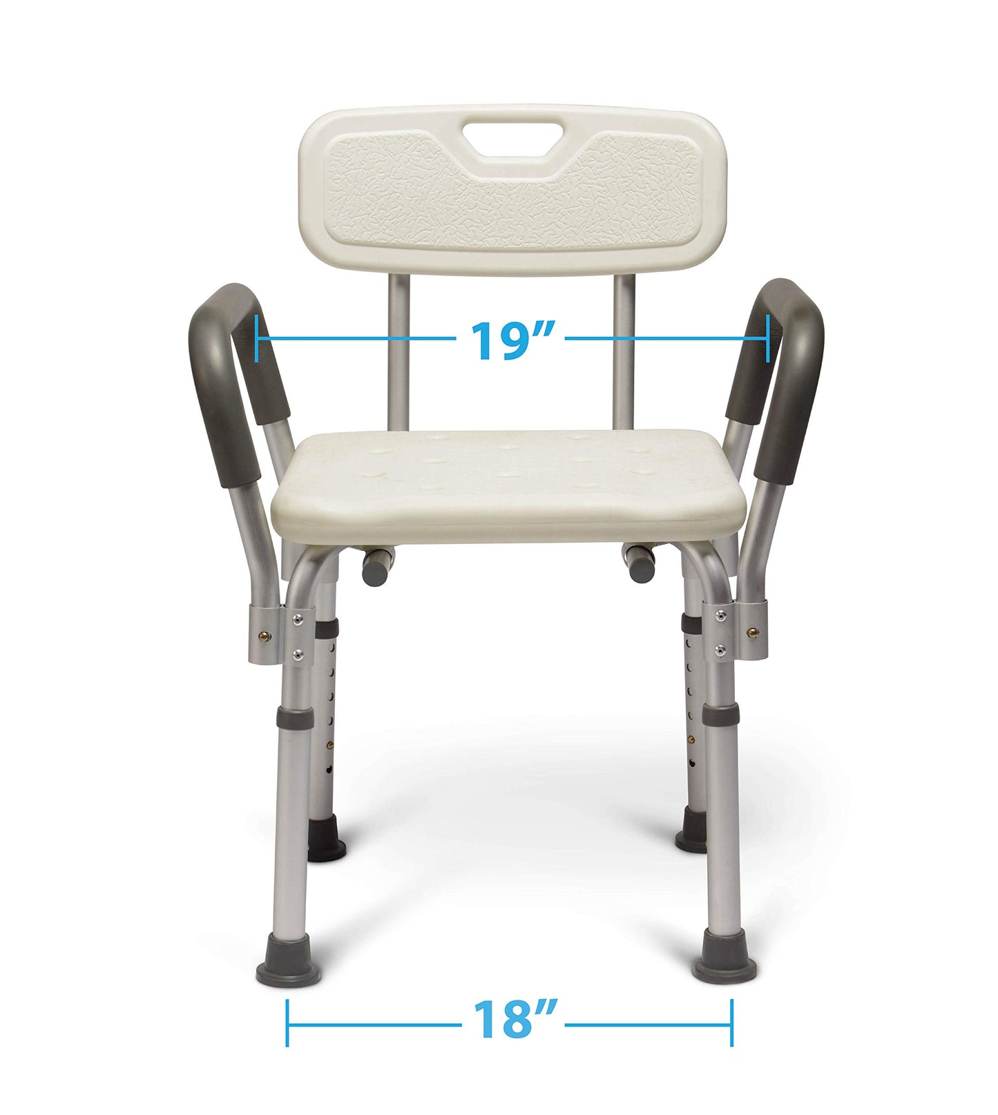 Medline Shower Chair Seat with Padded Armrests and Back | Heavy Duty Shower Chair for Bathtub | Slip Resistant Shower Seat with Adjustable Height | Shower Chair for Inside Shower with 350 lb Capacity