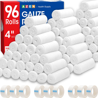 AZEN 25 Pack Gauze Rolls Bandages, 3 in x 4.1 Yards, Premium Medical Supplies & First Aid Supplies, Bandage Wrap Vet Wrap, Mummy Wraps