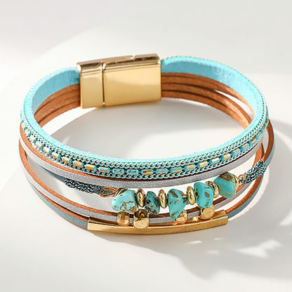 Fesciory Leather Wrap Bracelets for Women, Boho Western Layered Jewelry | Layered leather cuff bracelets, Easy on and off, Boho western style, Daily wear, Gift for women