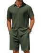 COOFANDY Men's 2 Piece Outfit Casual Short Sleeve Button Down Shirt and Beach Shorts Set Summer Vacation Outfits for Men