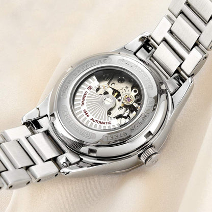 LOREO Women's Automatic Watch Diamond-Accented Dress Watch for Women Self-Winding Mechanical Watch with Sapphire Crystal Stainless Steel Two-Tone Bracelet 33MM Elegant Wrist Watch