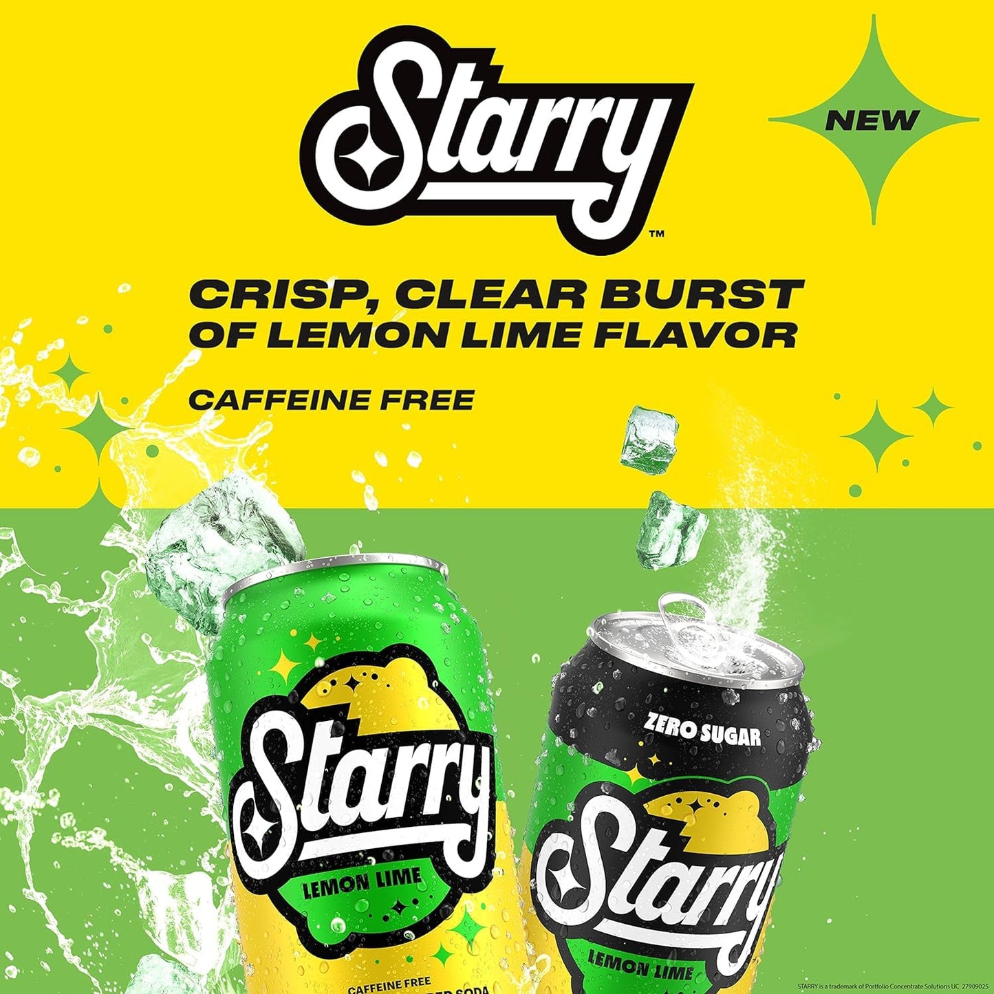 Starry Lemon Lime Soda, Caffeine Free, Mini Cans, 7.5 Fl oz (Pack of 10)