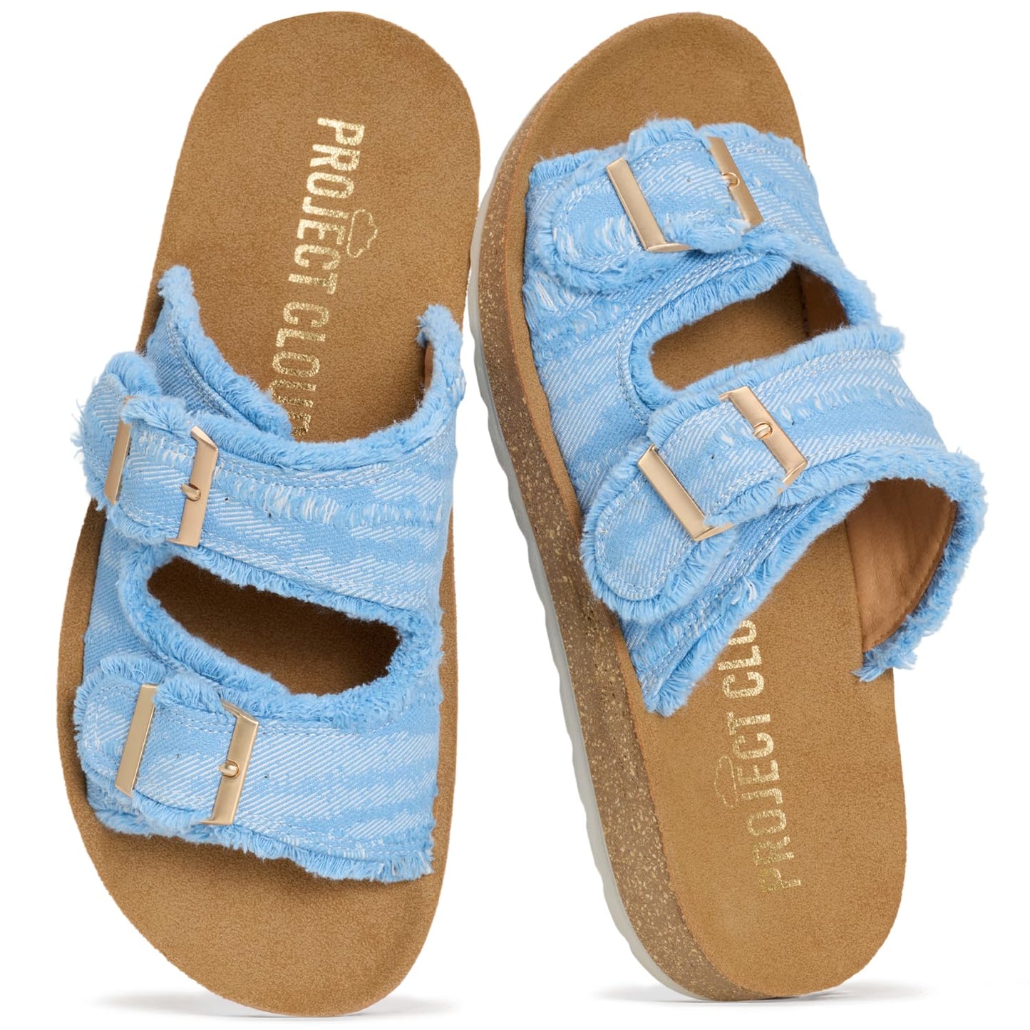 Project Cloud Comfortable Womens Sandals Platform Sandals for Women (Light) | Lightweight Plush Soft Insole Buckle Non Slip Durable Fashion Frayed Footwear Casual Beach Summer Everyday Style All Day Wear