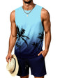 LecGee Men's 2 Piece Hawaiian Tank Tops Tropical Floral Beach Sleeveless Round neck T-shirt Casual Daily Beach Summer
