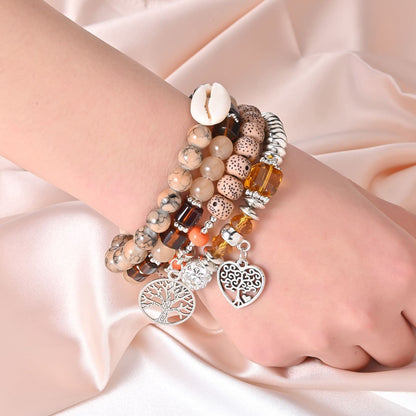 Bohemian Bracelet Sets for Women - 6 Sets Stackable Stretch Bracelets Multi-color Boho Jewelry for Women Hippie Bracelets Dainty Jewelry