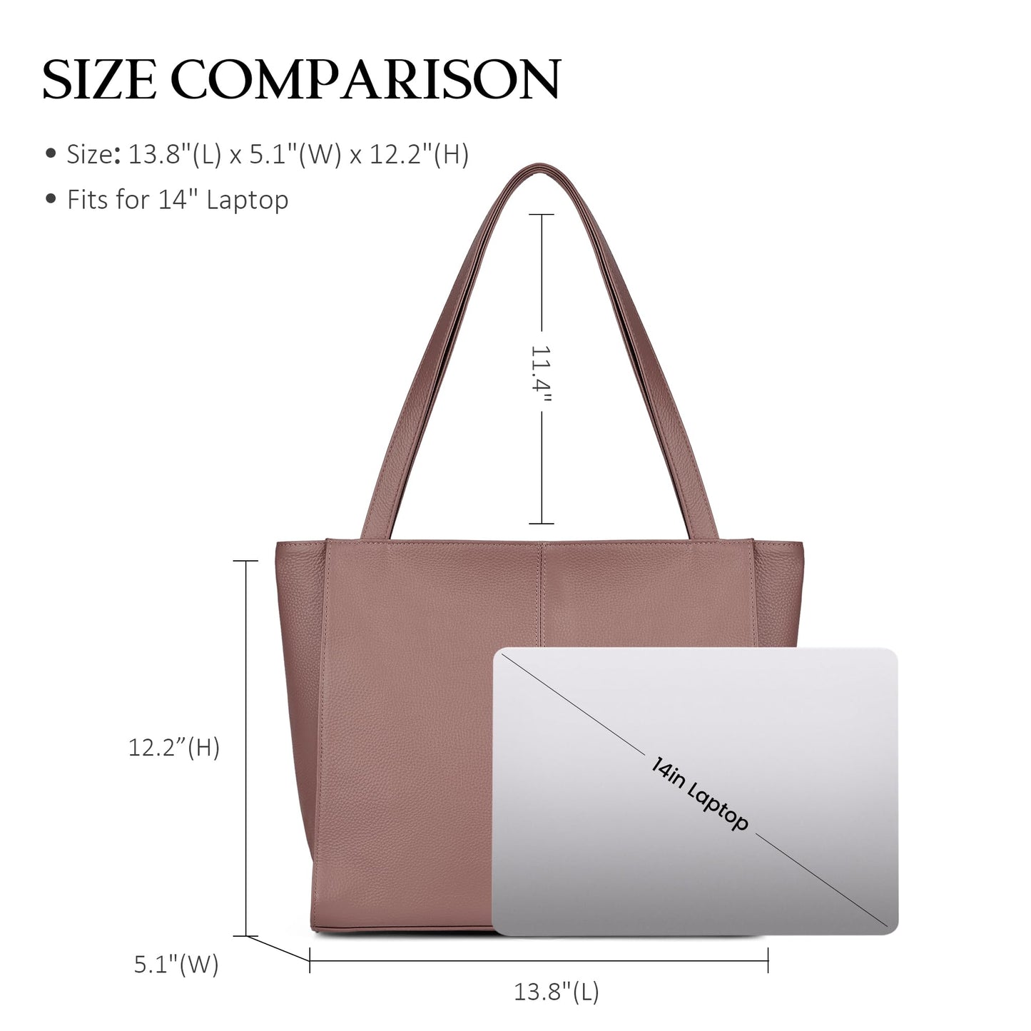 befen Genuine Leather Tote Bag for Women Work, Women's Leather Shoulder Bags Purses Satchel Handbags with Laptop Compartment