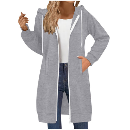 Long Hoodies for Women Zip Up Hooded Sweatshirt Jackets Lightweight Loose Comfort Fleece Fashion Fall Winter Clothes