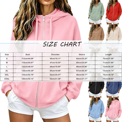 2026 Zip Up Hoodies for Women Fall Winter Casual Sweatshirts Zipper Oversized Lightweight Cute Jackets with Pockets