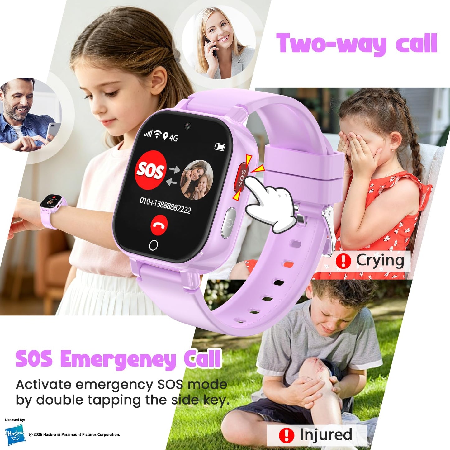 Smart Watch for Kids, 4G Kids Smartwatch with GPS Tracker Calling (Blue) | WIFI/Voice/Video Chat/SOS/SMS-receiving IP68 Waterproof Pedometer Camera Alarm Safe Zone Smartwatch Gift for Boys Girls 4-12