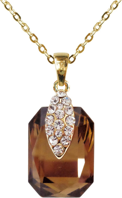 Navachi 18k Gold Plated Crystal Multicolor Square Shape Zircon Dangle Earrings And Neckalce Pendant Az4020-1 Jewelry set