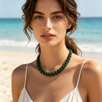 Chunky Beaded Choker Necklace for Women Summer Beach Acrylic Beads Necklaces Trendy Boho Statement Colorful Necklace Jewelry Accessories
