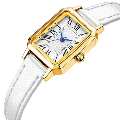 BESTKANG Leather Strap Watches for Women Elegant Dainty Ladies Watch Vintage Rectangle Women Quartz Wrist Watch