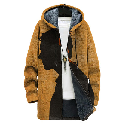 domirica Mens Hooded Cardigan Japanese Art Zip Up Long Sleeve Sweater Hoodie Dragon Print Coat with Pockets