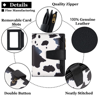 Airkit Small Wallet Women RFID Blocking Soft Leather Bifold Compact Card Holder Wallet for Women with Zipper Coin Pocket 4 ID Window