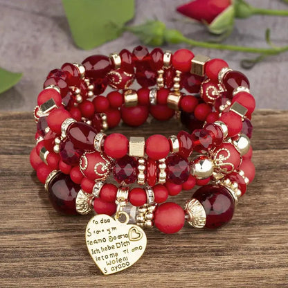 Women Beaded Bracelet Set | Colorful Boho Stackable Trendy Design with Crystal Accents Multilayer Bangle Bracelet | Fashion Stretch Braclets Jewelry for Women