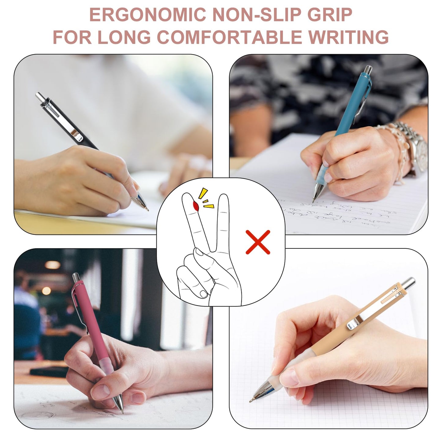 Linbsunne Ballpoint Pens Black Medium Point 1mm with Super Soft Grip Ball Point Pen for Men Women Retractable(style2, 12 pcs)