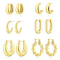 ALLHOLA 6 Pairs 14K Gold Plated Hoop Earrings for Women Trendy Chunky Lightweight Hoop Earrings Multipack Hypoallergenic, Thick Twisted Huggie Hoops Earring Set Jewelry for Gifts