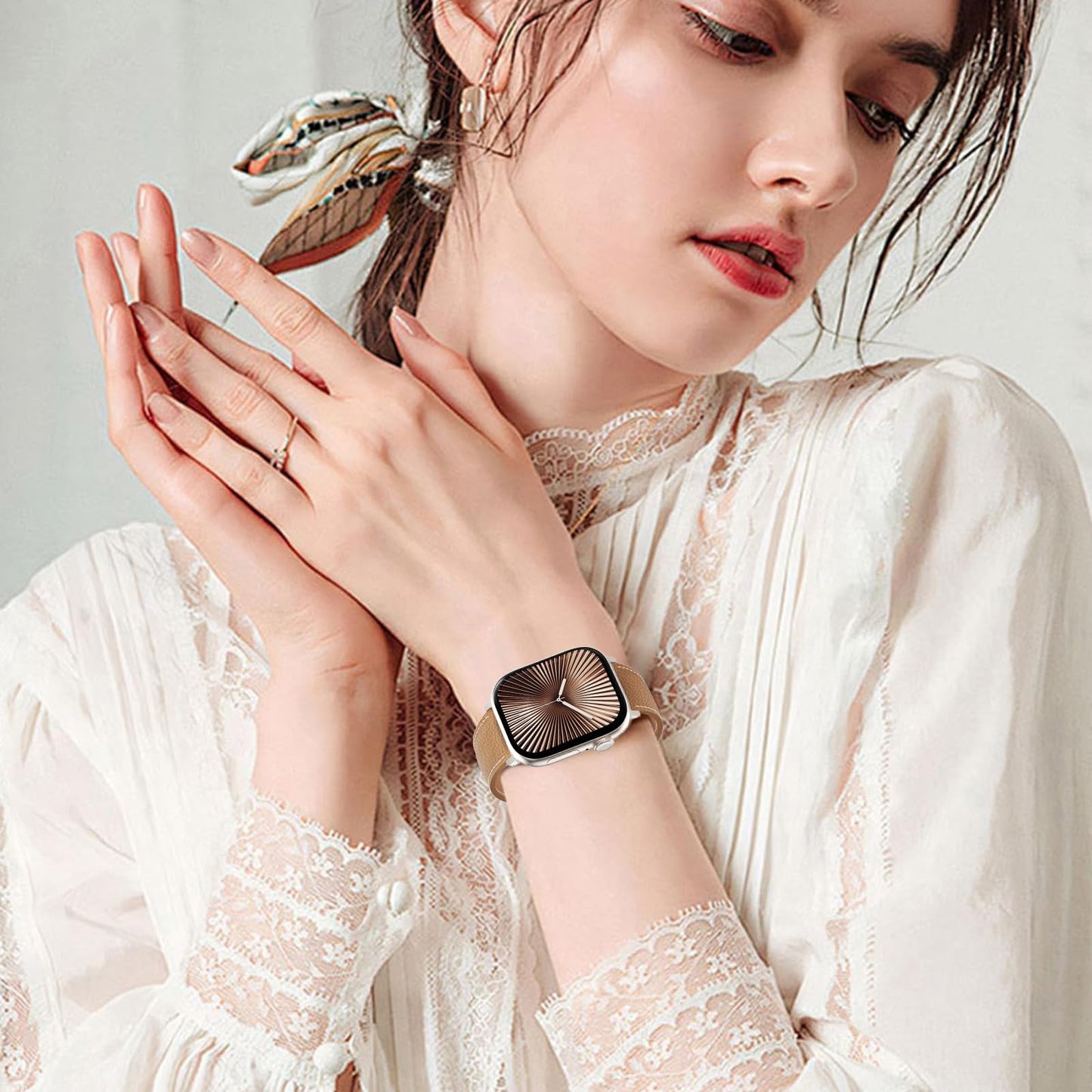 Leather Magnetic Watch Band Compatible with Apple Watch Ultra Band 49mm 46mm 45mm 44mm 42mm 41mm 40mm 38mm Replacement Strap for Women Men iWatch Ultra 3/2/1/SE3/Series 11/10/9/8/7/6/5/4/3/2/1