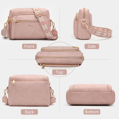 Small Leather Crossbody Bags for Women Anti theft Purses and Handbag Shoulder Hangbag with Wide Strap Tassel