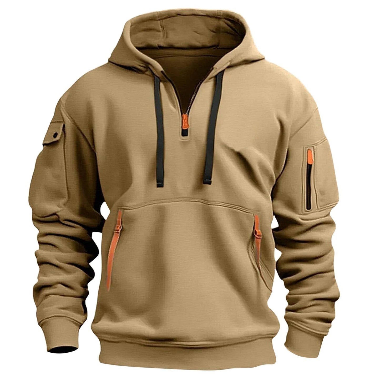 RTTUIOP Hoodies for Men Quarter Zip Pullover Tactical Sweatshirt Vintage Long Sleeve Casual Fashion Hoodie With Pockets