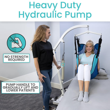 Vive Hydraulic Patient Lift for Home Use with Sling - Portable, Medical Patient Transfer Lift System - Sit to Stand Lift Assist for Elderly - Floor & Fall Elderly Lift - for Car, Wheelchair & Bed