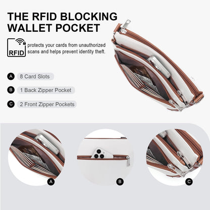 Crossbody Bags for Women Rfid Travel Crossbody Purses Leather Handbags Medium Shoulder bag with Adjustable Strap