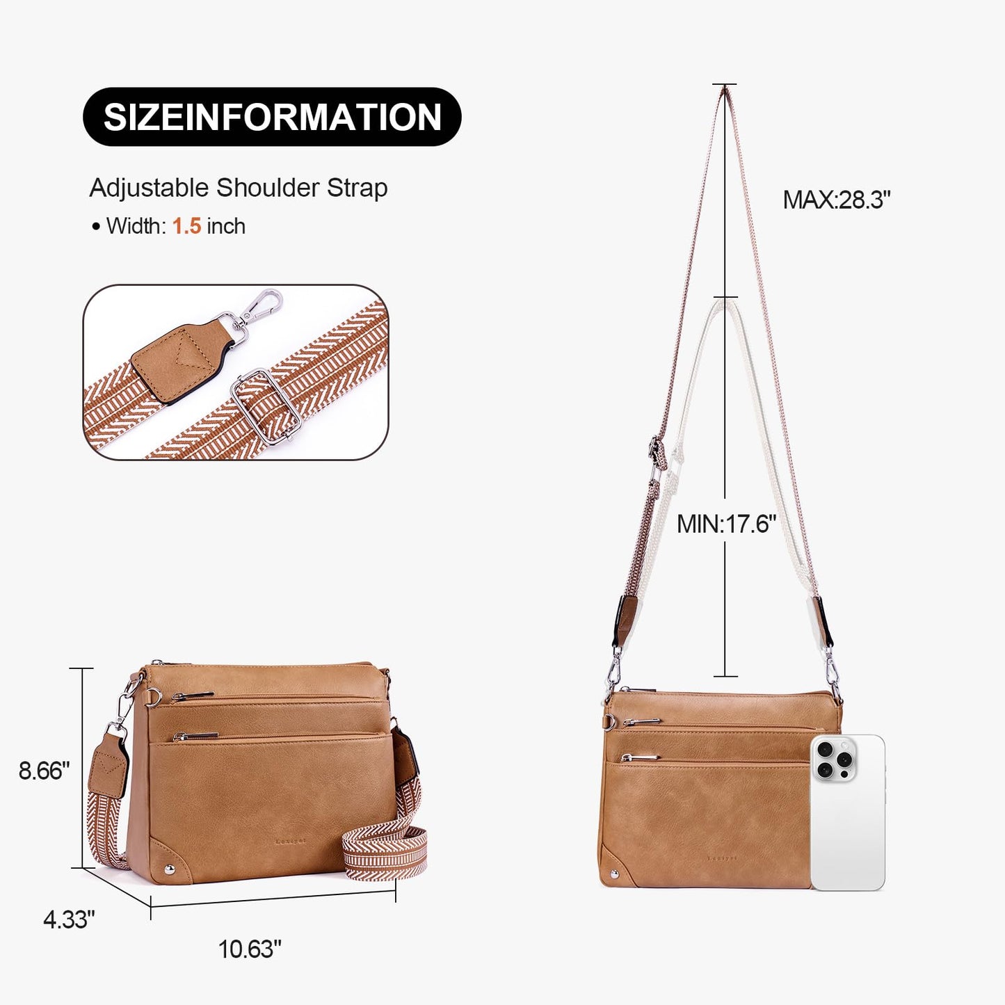 Crossbody Bags for Women Rfid Travel Crossbody Purses Leather Handbags Medium Shoulder bag with Adjustable Strap