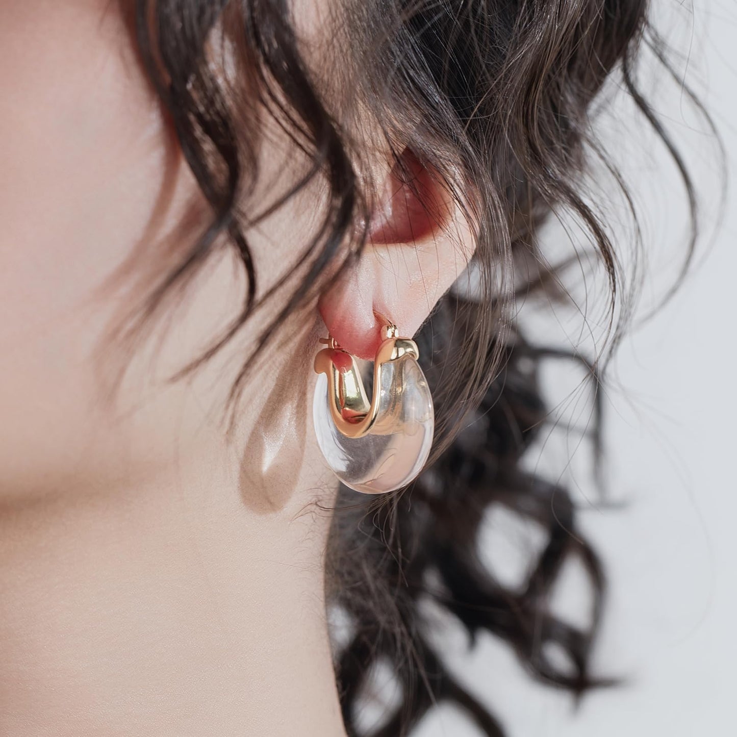 Chunky Gold Resin Hoop Earrings Leverback Statement Huggie Hoops Dangle Drop Dressy Earring Prom Festival Vacation Jewelry for Women
