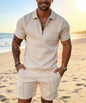 Mens Short Sets 2 Piece Outfits Polo Shirt Fashion Summer Tracksuits Casual Set Short Sleeve and Shorts Set for Men