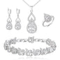 BriLove Wedding Jewelry Set for Women Bride Bridesmaid | Gorgeous Cubic Zirconia Teardrop Necklace Earrings Bracelet Adjustable Ring Jewelry Gift for Birthday/Anniversary