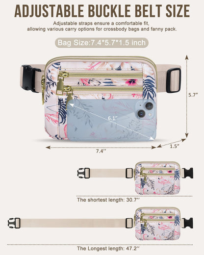 Capolo Fanny Packs for Women Fashion Waist Packs Bag with Adjustable Strap and 4 Zipper Pockets Waterproof Everywhere Crossbody Belt Bag for Workout Running Travelling(Black)