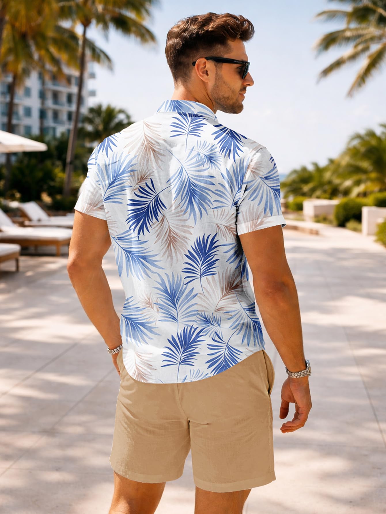 Yoimira Men's Summer Outfits 2 Piece Short Sets Hawaiian Floral Button Down Shirt and Shorts Vacation Beach Cruise Set