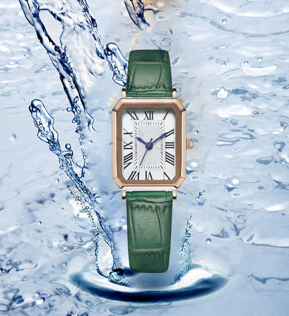 BESTKANG Leather Strap Watches for Women Elegant Dainty Ladies Watch Vintage Rectangle Women Quartz Wrist Watch