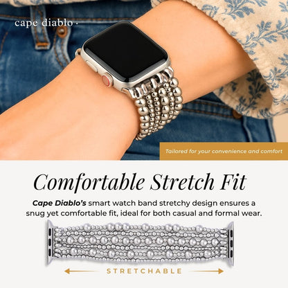 Cape Diablo Handmade Gemstone Watch Band for Women Compatible with Apple Watch 38mm 40mm 41mm 42mm 44mm 45mm, Boho Stretchable Strap Fits for iWatch Series 11/10/9/8/7/6/5/4/3/2/1 SE 3/2/1