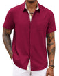 COOFANDY Men's Button Down Shirts Short Sleeve Casual Summer Beach Vacation Wedding Shirt with Pocket