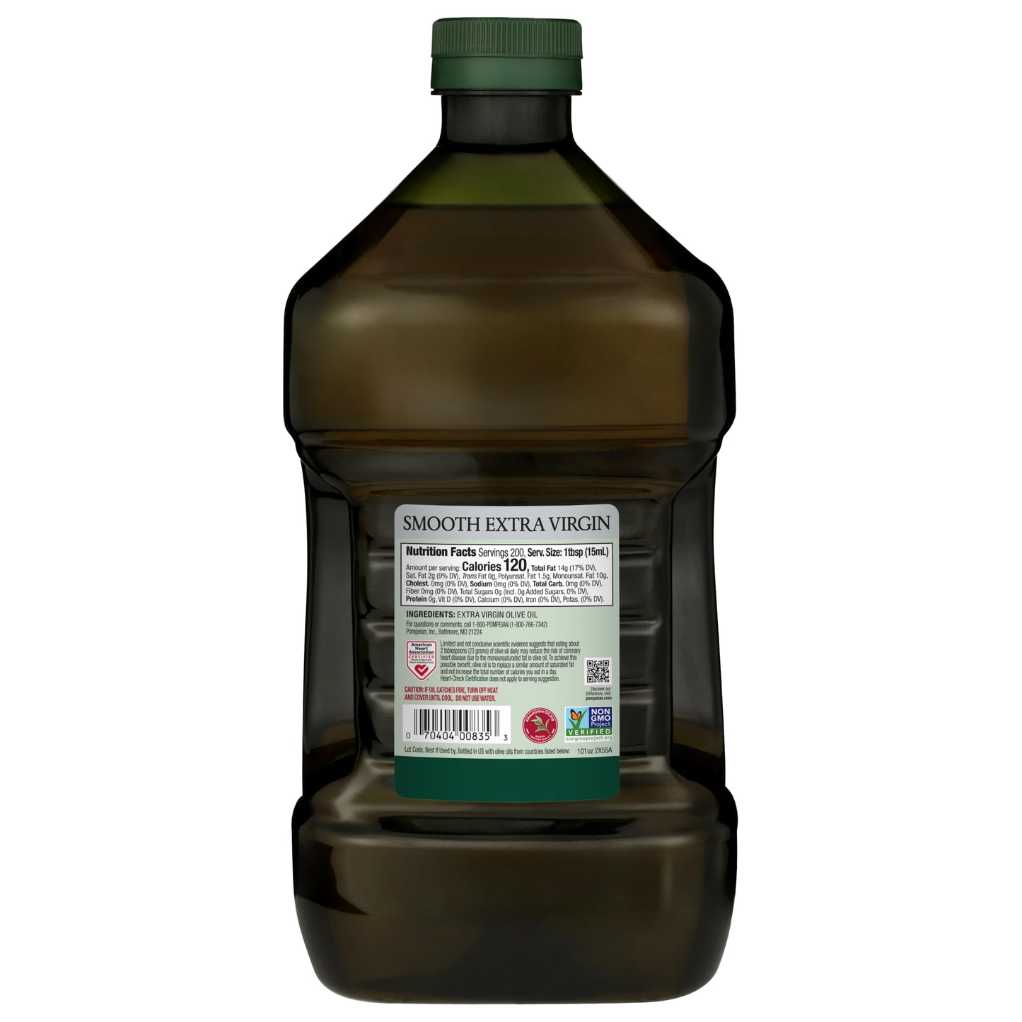Pompeian Smooth Extra Virgin Olive Oil - 68 fl oz (2 L) First Cold Pressed Olive Oil for Cooking - Smooth Taste for Sauteing, Stir-Frying, and Baking - Value Size