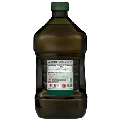 Pompeian Smooth Extra Virgin Olive Oil - 68 fl oz (2 L) First Cold Pressed Olive Oil for Cooking - Smooth Taste for Sauteing, Stir-Frying, and Baking - Value Size
