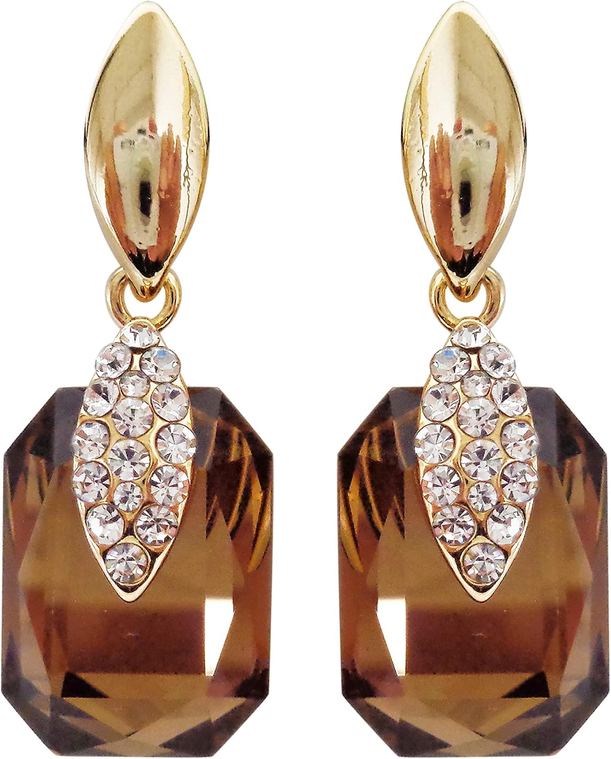 Navachi 18k Gold Plated Crystal Multicolor Square Shape Zircon Dangle Earrings And Neckalce Pendant Az4020-1 Jewelry set