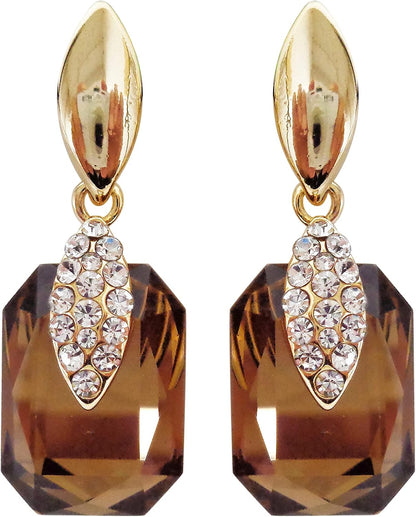 Navachi 18k Gold Plated Crystal Multicolor Square Shape Zircon Dangle Earrings And Neckalce Pendant Az4020-1 Jewelry set