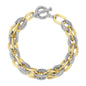Mytys Chunky Chain Link Bracelet Two-Tone Mixed Metal Textured Toggle Clasp Statement Bangle Bracelet Jewelry for Women Fashion