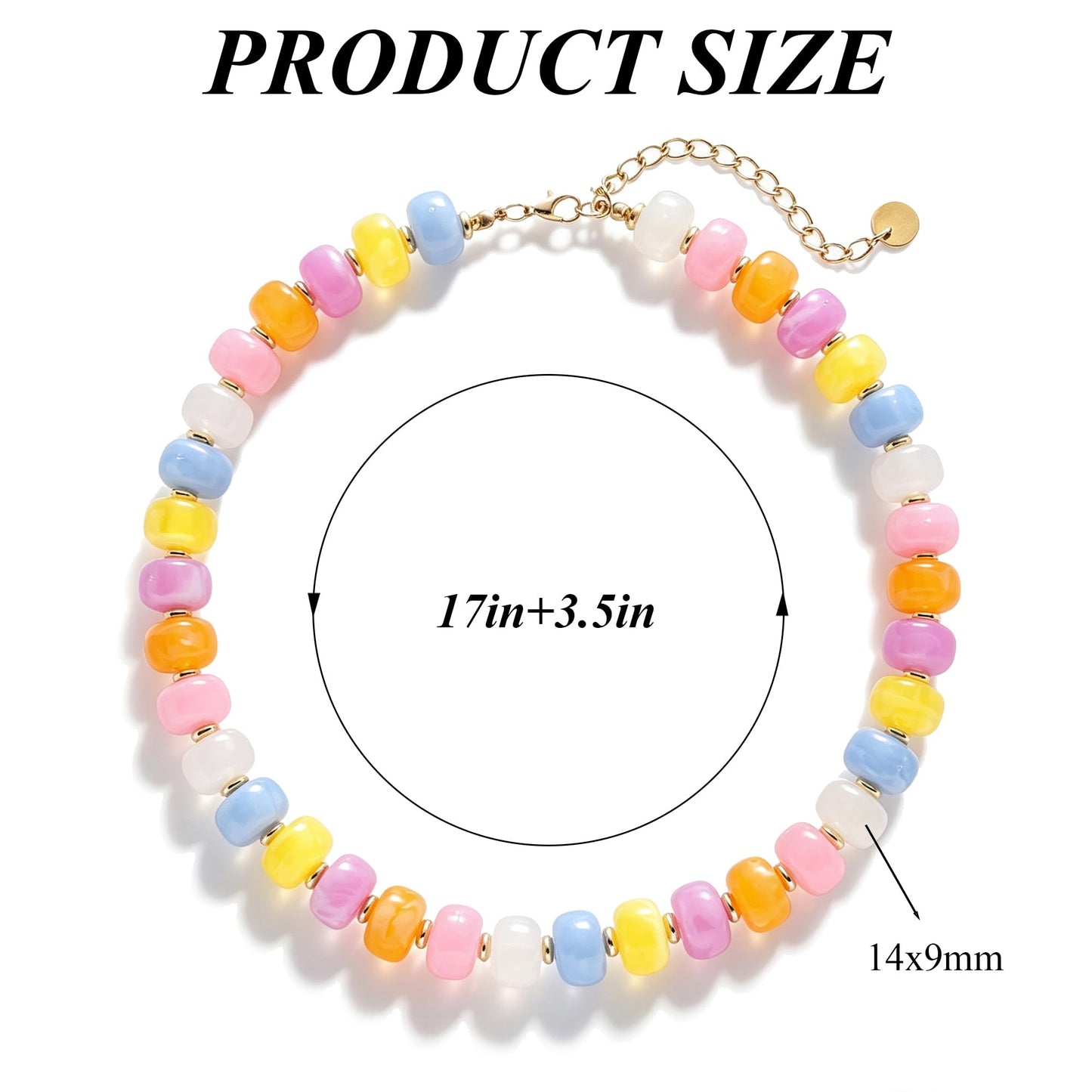 Chunky Beaded Choker Necklace for Women Summer Beach Acrylic Beads Necklaces Trendy Boho Statement Colorful Necklace Jewelry Accessories