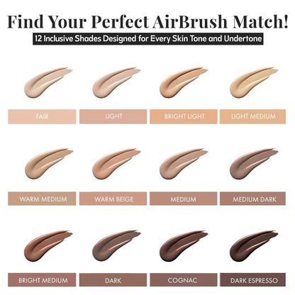 Jerome Alexander MagicMinerals AirBrush Foundation – 2 Piece Set with Airbrush Foundation and Kabuki Brush - Spray Makeup with Anti-aging Ingredients for Smooth Radiant Skin - Light Medium