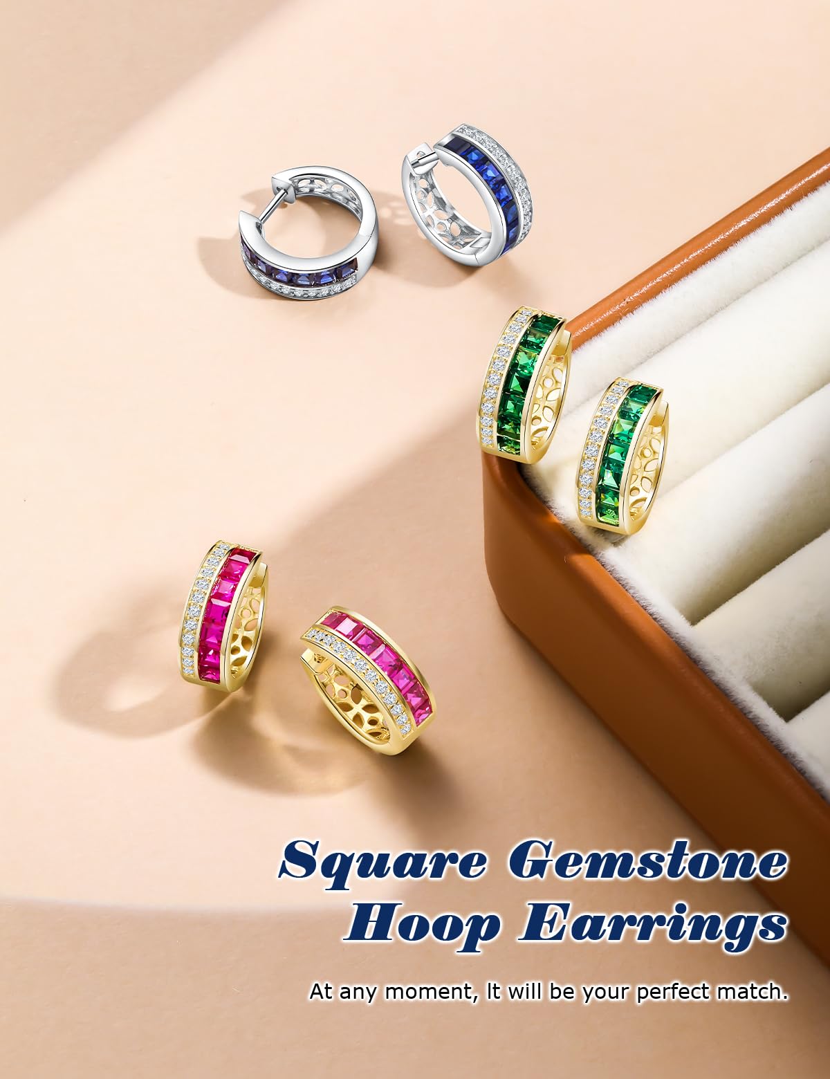 Channel Set Small Huggie Hoop Earrings Sterling Silver or 14K Gold Color,Lightweight Hypoallergenic CZ Diamond Chunky Hoop Earrings for Women