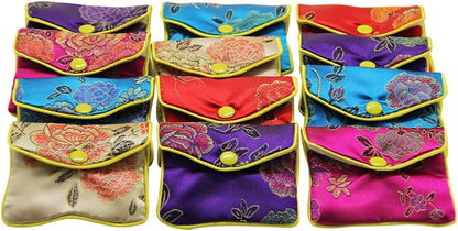 MorTime Jewellery Jewelry Silk Purse Pouch Gift Bags, Multiple Colors, Pack of 12 (Small)