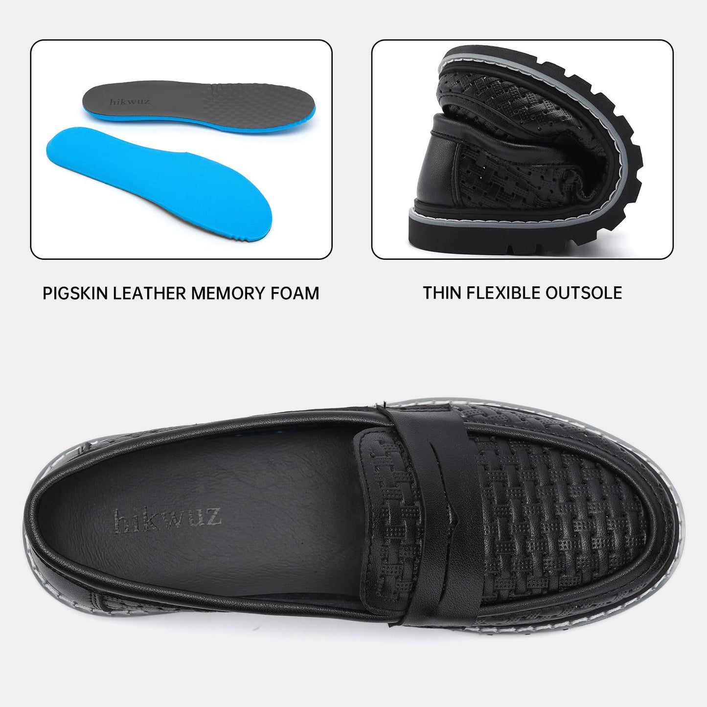 Women's Penny Loafers Leather Dress Shoes Comfortable Non-Slip Flats Soft Slip-on Walking Shoes Driving for Women