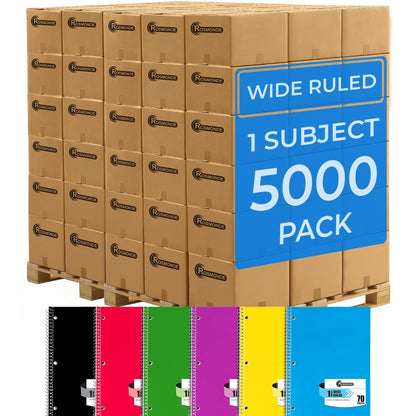 Rosmonde Spiral Notebooks, 12 Pack, 1 Subject Notebook, Wide Ruled, 70 Sheets, 8 x 10-1/2", 3 Hole Punched, School Supplies, Bulk Single Subject Spiral Notebook Bulk, Assorted Colors Pack of Notebooks
