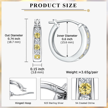 Channel Set Small Huggie Hoop Earrings Sterling Silver or 14K Gold Color,Lightweight Hypoallergenic CZ Diamond Chunky Hoop Earrings for Women