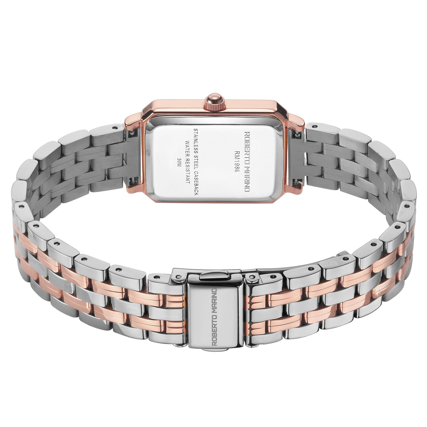 Roberto Marino RM1982 Women’s Luxury Watch Rectangular Gold – Japanese Quartz Movement, Vintage Stainless Steel Design, Silver Dial, Elegant Dress Timepiece, 3ATM Water Resistant – Reloj para Mujer