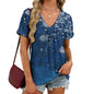 domirica Japanese Print Blouse Women V Neck Short Sleeve Lightweight Breathable Summer Casual Soft Comfy Tops 2026
